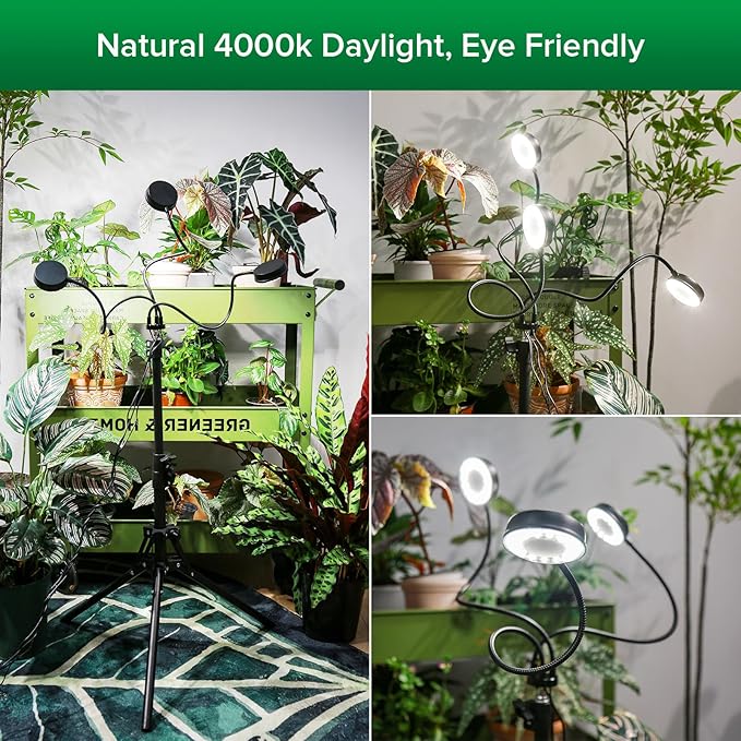 SANSI Grow Lights for Indoor Plants, Dimmable 30W Plant Lights for Indoor Growing, 3 Head 35"-65"
