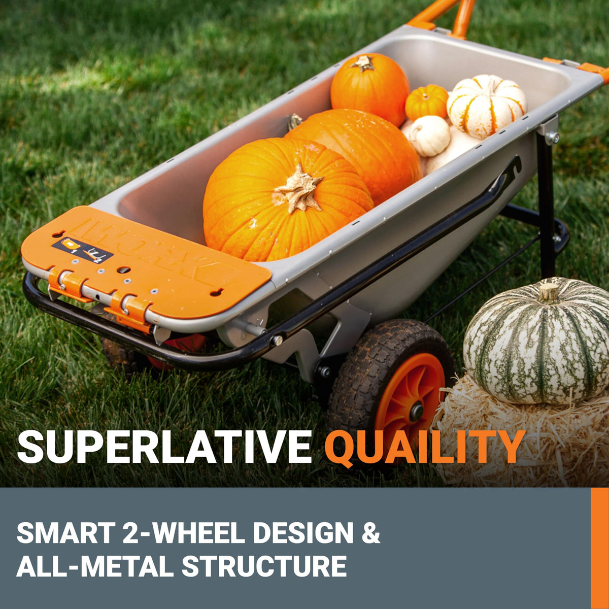 WORX Wheelbarrow Heavy Duty Dolly, 8-in-1 Aerocart Garden Cart, WG050