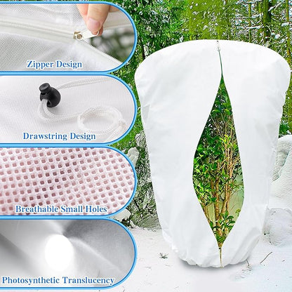 Plant Covers Freeze Protection, Frost Blankets for Outdoor Plants with Drawstring and Zipper, 2.5