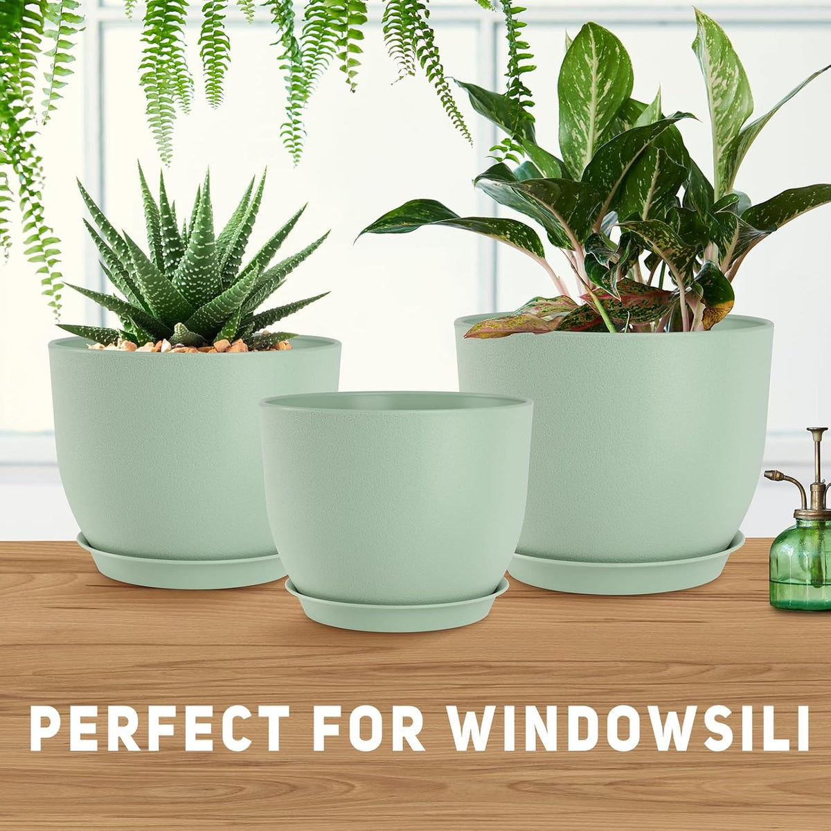 Plant Pots 10/9/8/7.5/7 inch Flower Pots with Multi Mesh Drainage Holes, Planters for Indoor