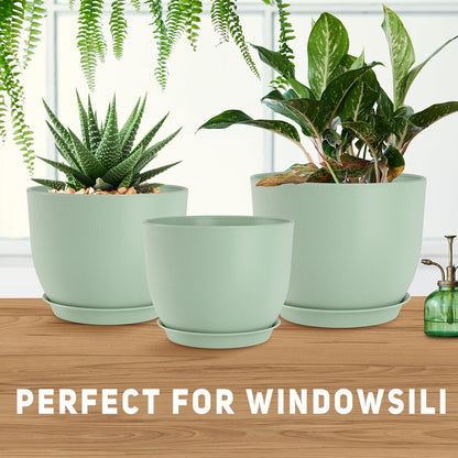 Plant Pots 10/9/8/7.5/7 inch Flower Pots with Multi Mesh Drainage Holes, Planters for Indoor