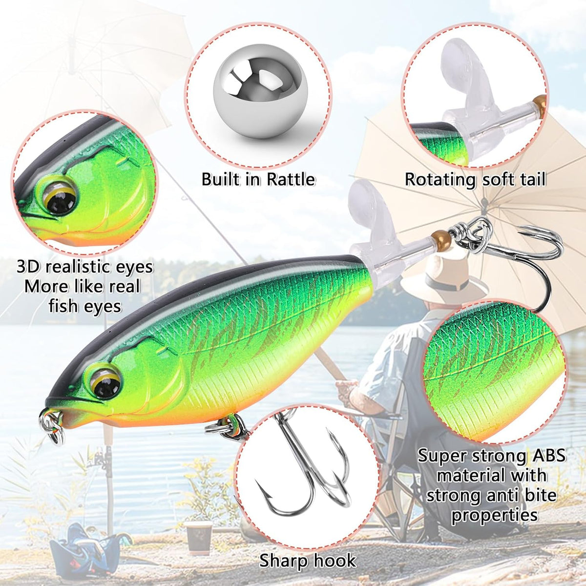 6PCS Swimbait Kit ，Realistic Bait and Surface Bait with Realistic 3D fisheye and Multi Joint