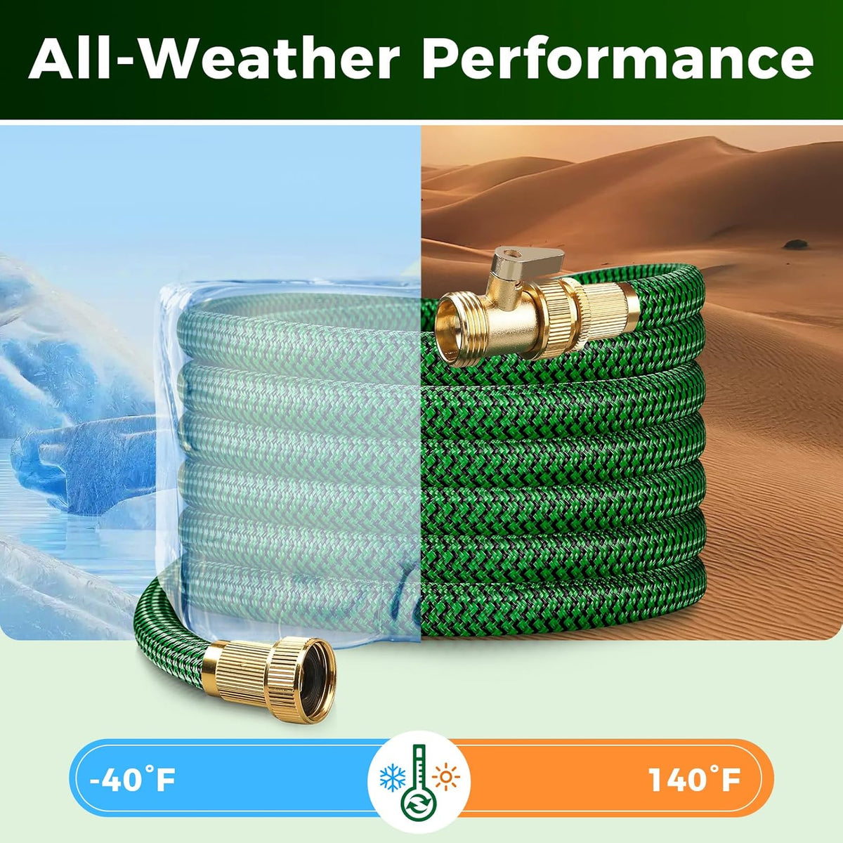Upgraded Garden Hose 75ft, Non-Expandable Hose, Heavy Duty Kink-Resistant Flexible Water Hose with