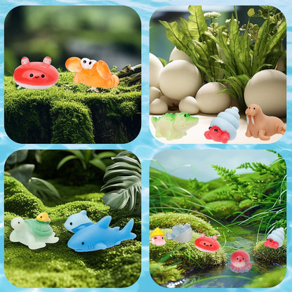 44 Pcs Mini Ocean Resin Animals 44 Styles Resin Animals Figurines Bulk for Fairy Garden Miniature