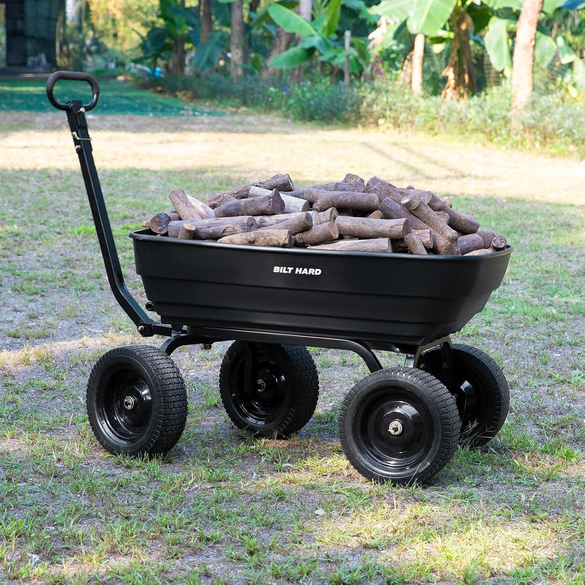 BILT HARD Poly Garden Dump Cart 1200 lbs with No Flat Tires, Quick Release, 2-in-1 Convertible