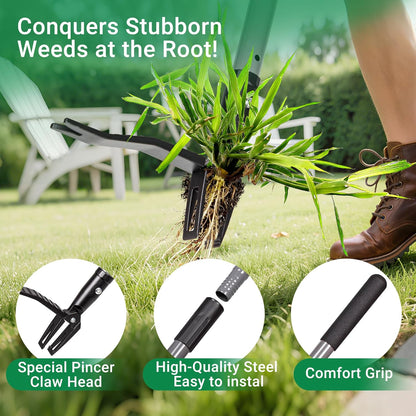 Suchtale Metal Weeder，Stand Up Weed Puller Tool with Long Handle – Heavy-Duty All-Metal Weeder with