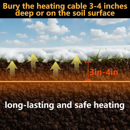 Adnee 59Ft Thermostatic Soil Heating Cable,Rubber Heating Warming Cable with Thermostat and Ground