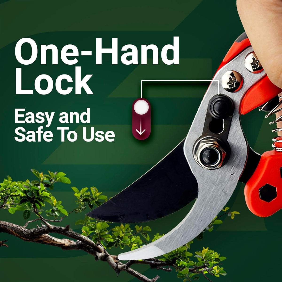 Gardeness Non-stick Coated Blade Bypass Pruning Shears-Garden Clippers For Gardening, Handheld