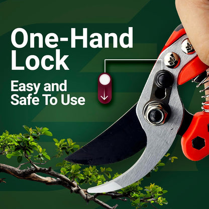 Gardeness Non-stick Coated Blade Bypass Pruning Shears-Garden Clippers For Gardening, Handheld