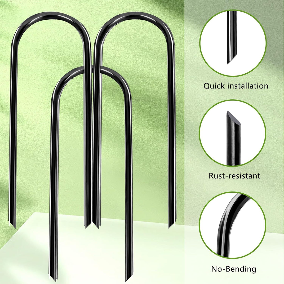 8Pcs Trampolines Wind Stakes, 12 Inch Landscape Staples, Heavy Duty Trampoline Anchors, U-Shaped