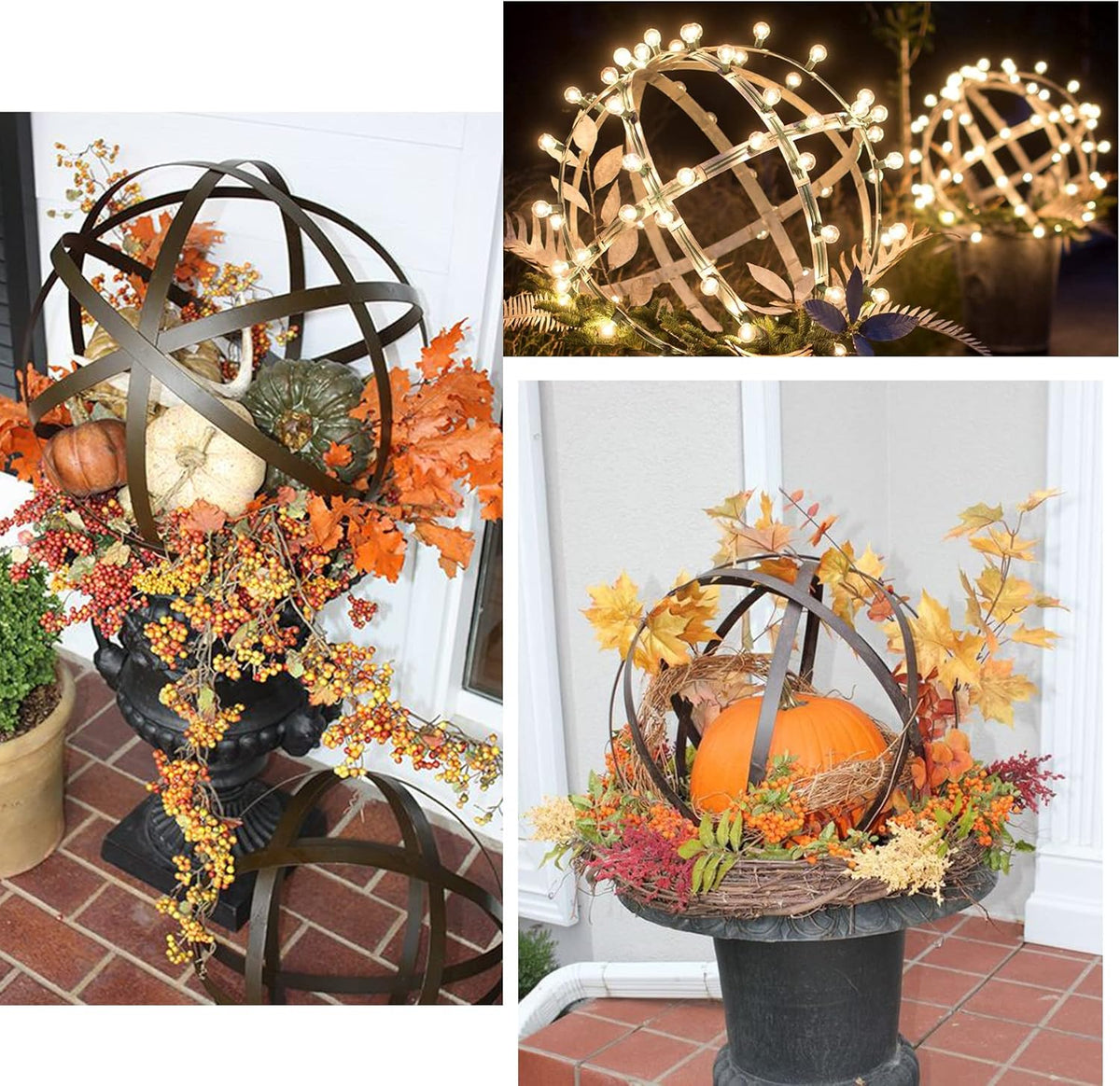 BSTGIFTS Metal Garden Spheres, Metal Band Decorative Spheres, Metal Folding Orb Garden Ball, Sets
