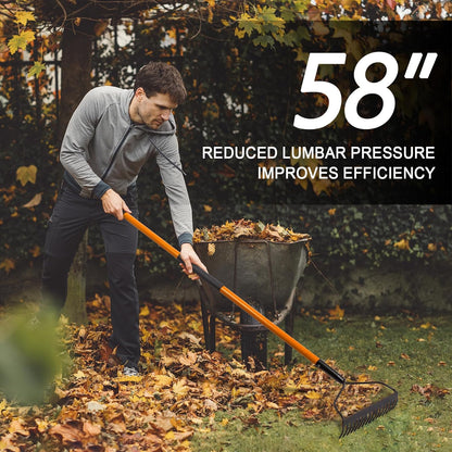 VNIMTI Garden Rake for Gardening, Heavy Duty Garden Rake for Lawns, 14 Tines Bow Rake with