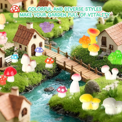 100pcs Mini Mushrooms Tiny Resin Mushrooms Miniature Little Small Mushroom Figures Bulk for for