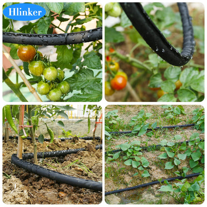 Hlinker Flat Soaker Hose 100 FT for Garden Beds, 50Ft 2Packs 1/2" Linkable Consistent Drip