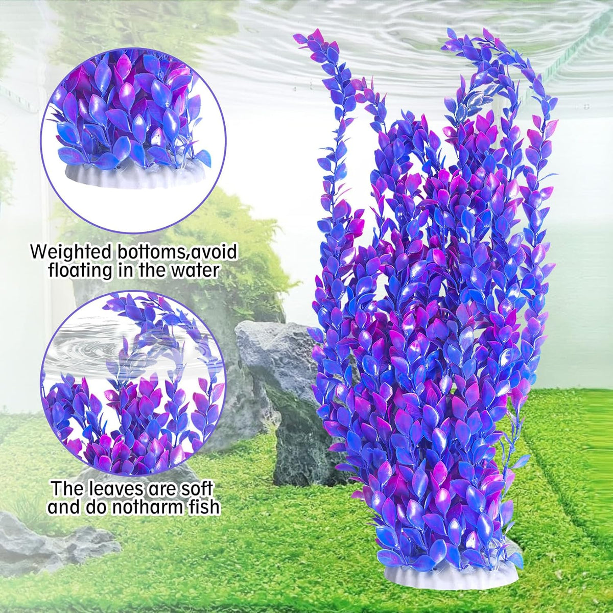 Hamiledyi Aquarium Plastic Plants Aquarium Decor Artificial Fish Tank Plants,Tall Fish Tank