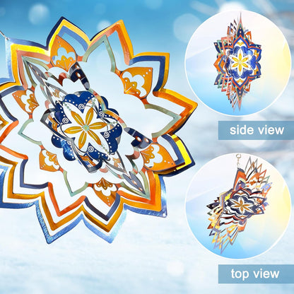 Mandala Wind Spinner - Starry Sky Design | 12-Inch Laser Cut Stainless Steel, Rustproof 3D Kinetic