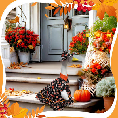 Halloween Porch Goose Outfit Set for 23'' Plastic Statue Lawn Porch Goose Clothes with Fall Pumpkin