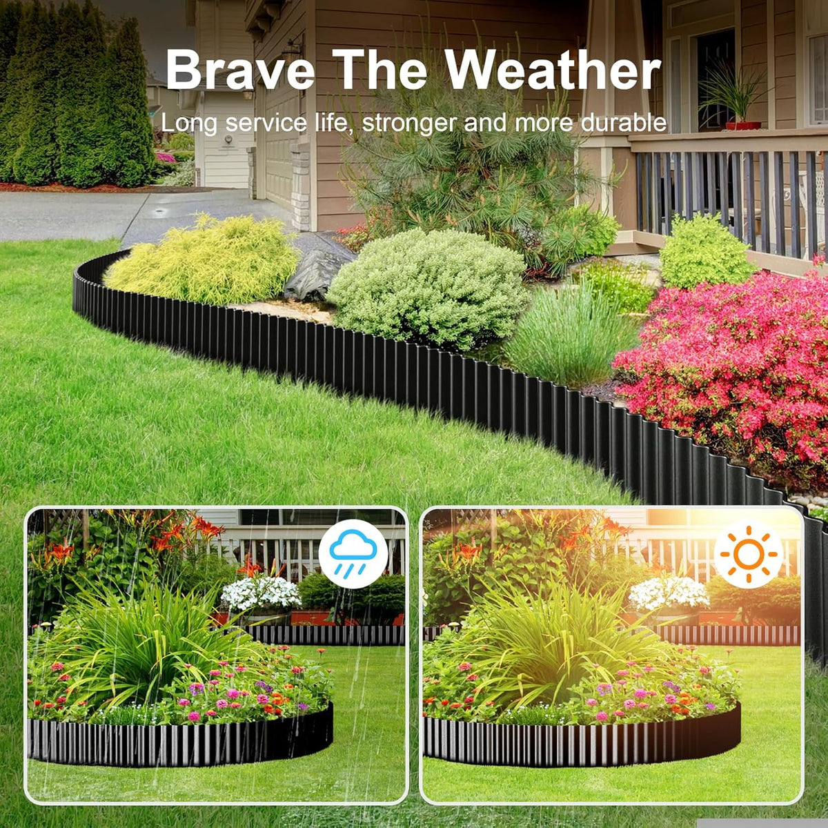 Land Guard Corrugated Garden Edging Border, 6" x 25' Landscape Paver Edging, Tall Landscape Edging
