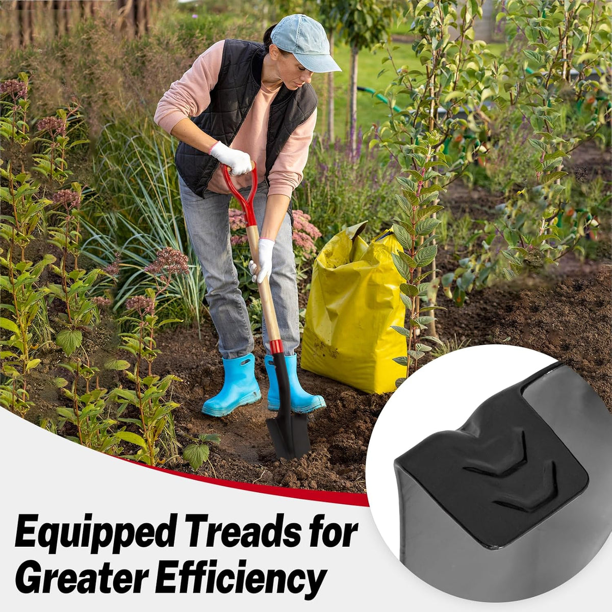 Nohovu Spade Shovel for Digging, Heavy Duty Shovel with D-Handle, Trench Shovel for Gardening, 45