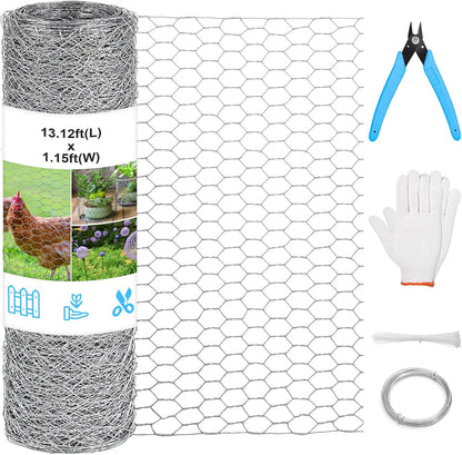 Chicken Wire Mesh 13.7 in x 157 in Silver Floral Chicken Wire Poultry Netting Hexagonal Galvanized