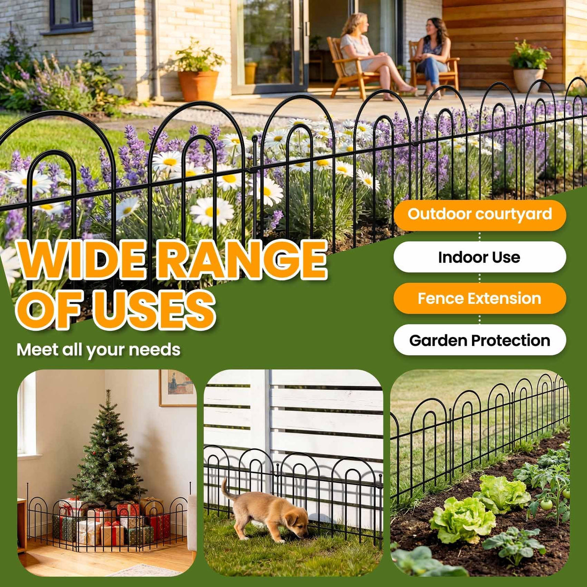28 Pack 40ft x 13in Decorative Garden Fence Panels - Animal Barrier No Dig Fence Garden Fencing Dog