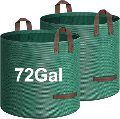 2-Pack 72 Gallons Leaf Bags, Reusable Yard Waste Bags, Heavy Duty Upright Lawn Bags with 4 Handles