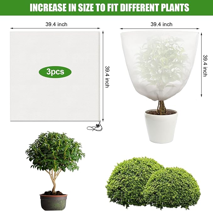 NNG 5PCS Winter Plant Covers Freeze Protection 47.2x47.2Inch Frost Blanket Shrub Covers with Zipper