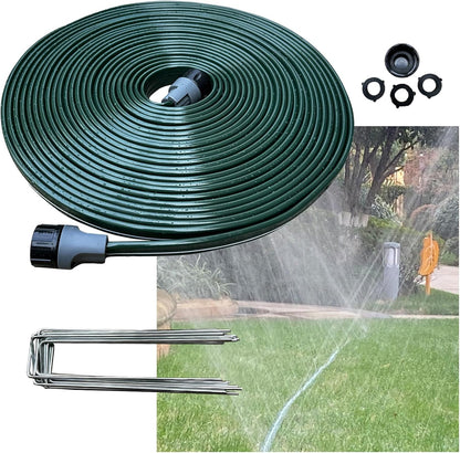 Watoo 2025 Sprinkler Hose & Soaker Hose for Yard - 50 FT Reinforced Flat Garden Hose with Holes