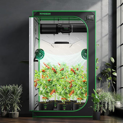 VIVOSUN S448 4x4 Grow Tent, 48"x48"x80" High Reflective Mylar with Observation Window and Floor