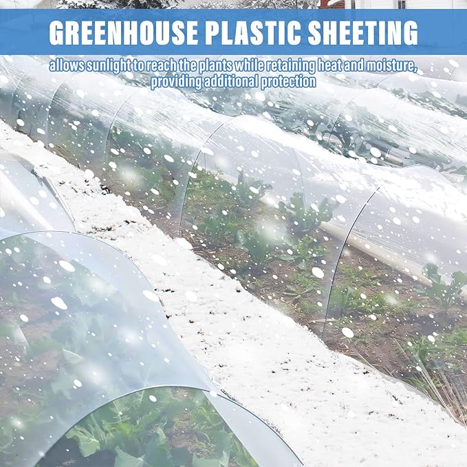 Legigo 12 X 26 Ft Clear Plastic Plant Covers Freeze Protection- 6 Mil Winter Greenhouse Plastic
