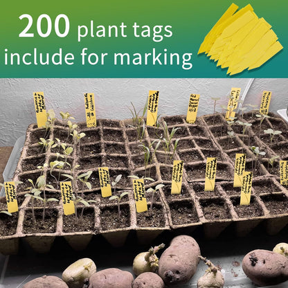 200Cells Seedling Start Trays with Drain Holes,20pcs Peat Pots Seedling Pots Biodegradable,Seedling