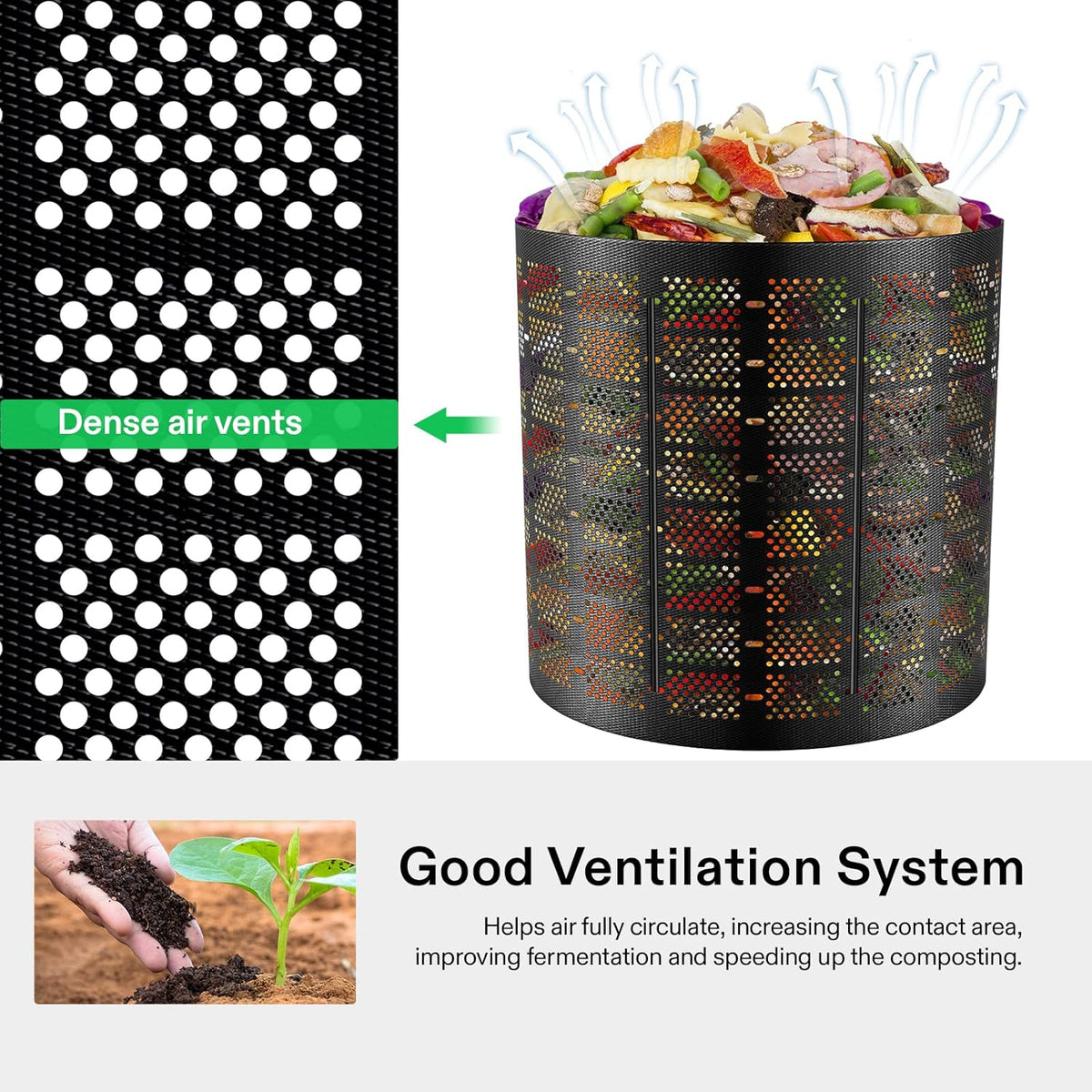 VIVOSUN 300 Gallon Outdoor Compost Bin, Expandable Composter, Easy to Setup & Large Capacity for