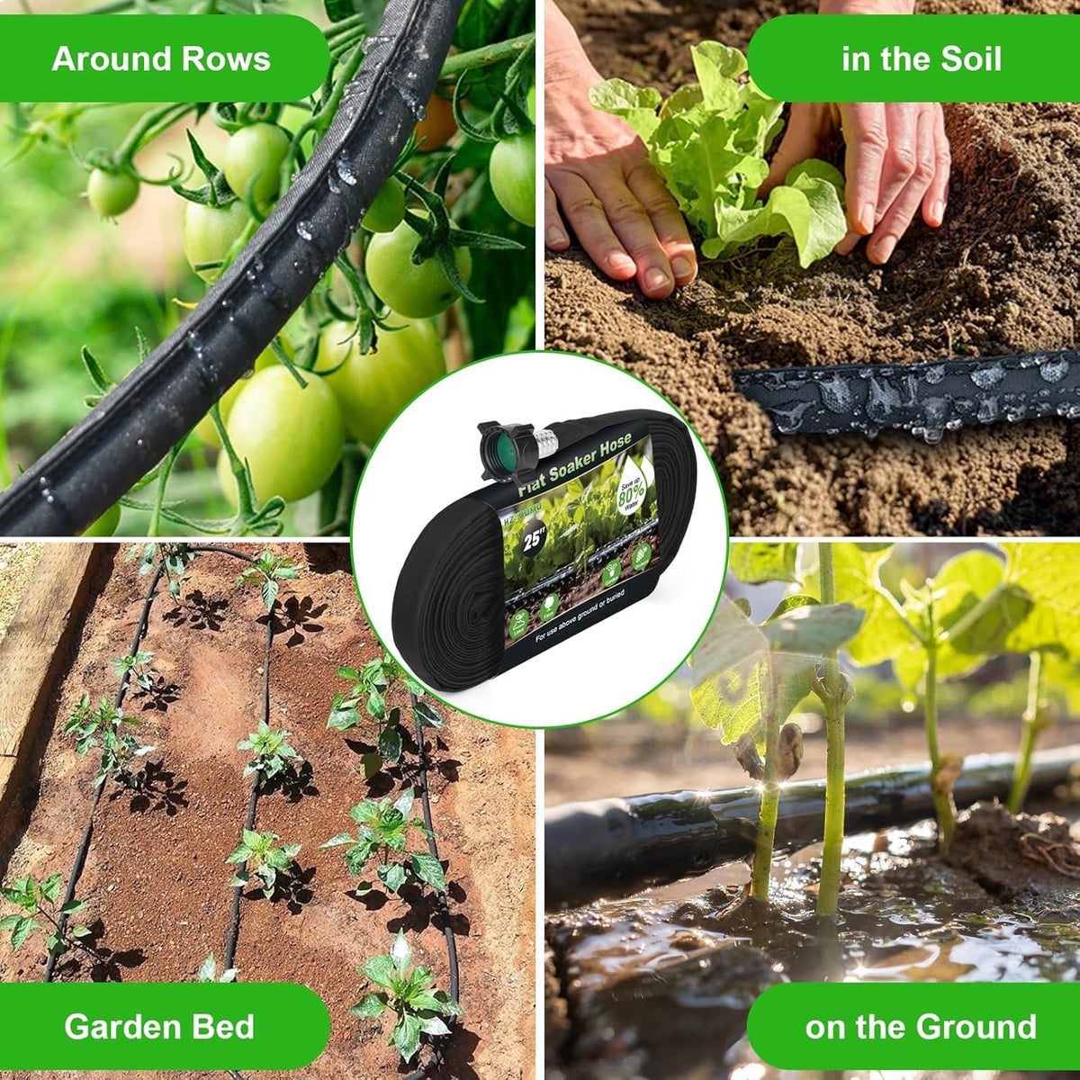 Flat Soaker Hose 25FT for Efficient Watering Tree Durable Double Layer Design for Gardens Lawns and