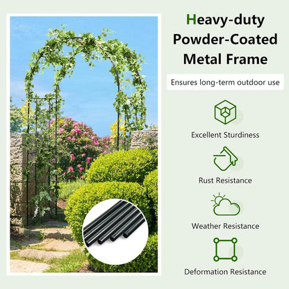 Giantex Garden Arch Trellis - 7.2FT Metal Arbor for Garden Entryway Climbing Plants Rose, 4 Stakes