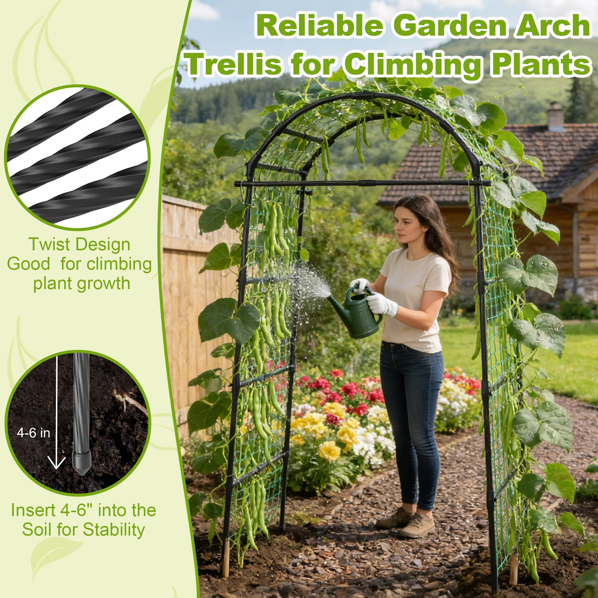 Miory Garden Arch Trellis for Climbing Plants Outdoor, 7ft Tall Plants Support Trellis for Climbing
