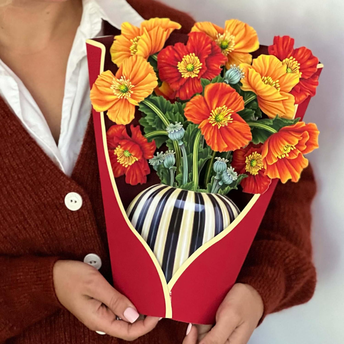Freshcut Paper Pop Up Cards, French Blooms, 12 Inch Life Sized Forever Flower Bouquet 3D Popup