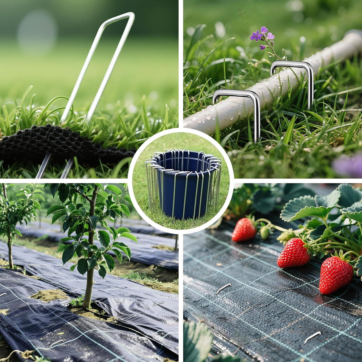 Landscaple Fabric Staples, 30pcs Galvanized G Shape Fabric Pins +30pcs U Shape Garden Staples Pins