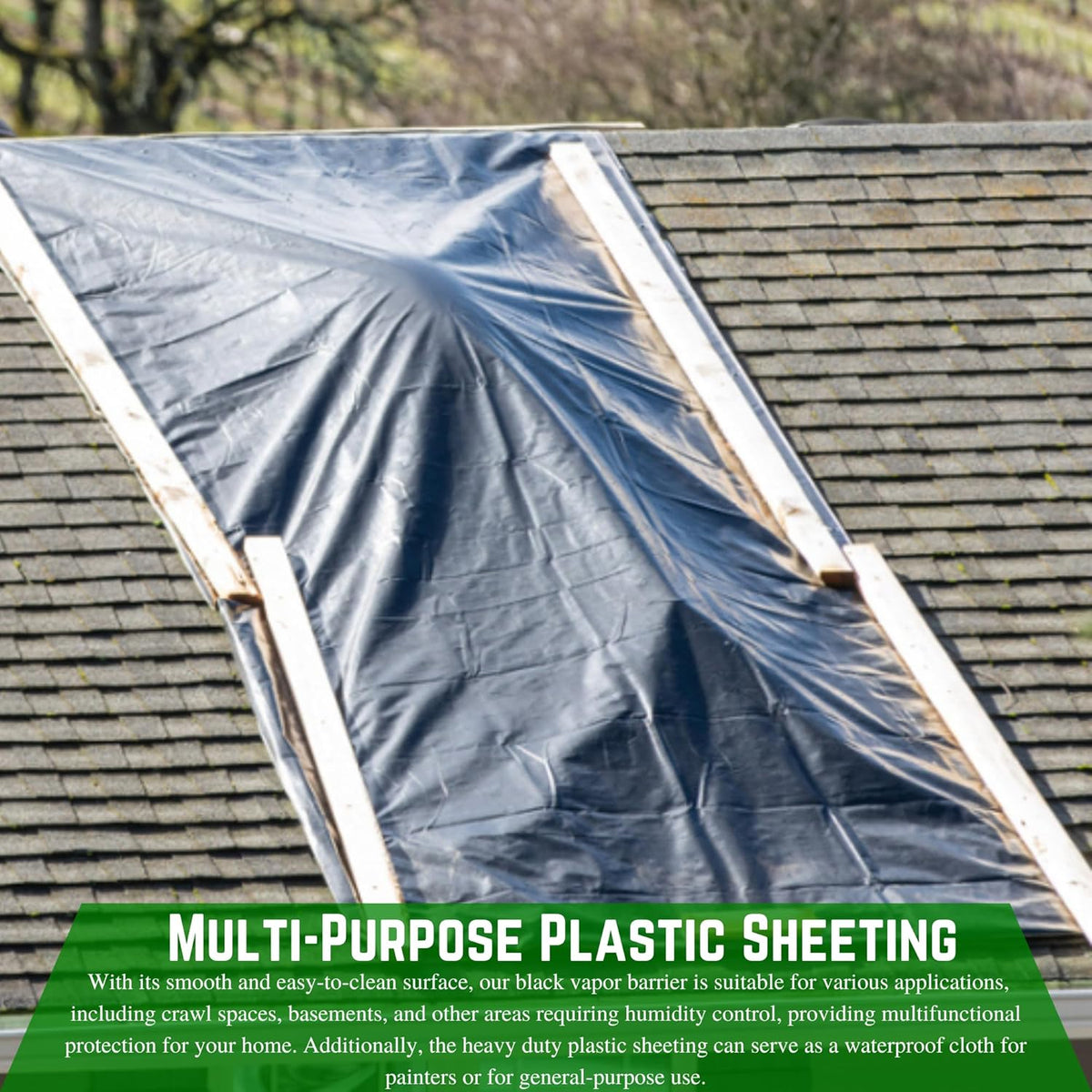 Farm Plastic Supply - Crawl Space Vapor Barrier - 10 Mil - Black Vapor Barrier, Thick Plastic