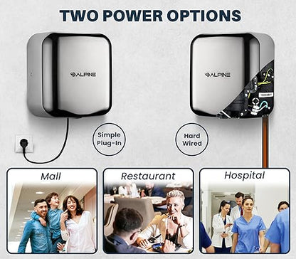 Alpine Automatic Hand Dryers for Bathrooms Commercial High Speed 110-120V Stainless Steel Electric