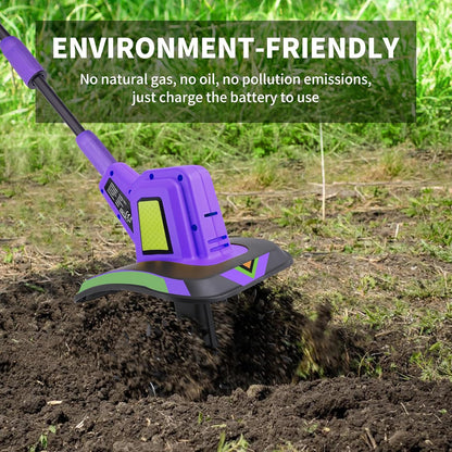 20V Cordless Tiller Cultivator,48 Steel Tines Garden Tiller,8.6 inch Wide Battery Powered Garden