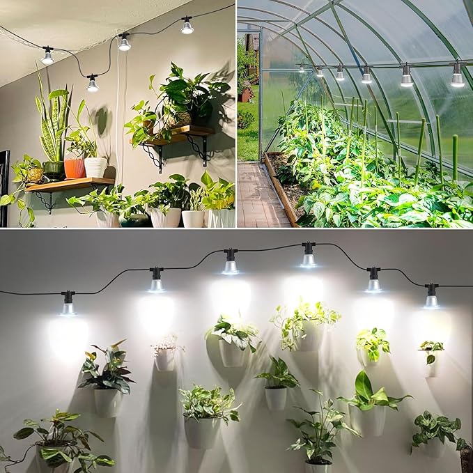 SANSI Outdoor LED Grow Lights,IP65 Waterproof String Grow Light,Full Spectrum 6-Light 72W Upgraded