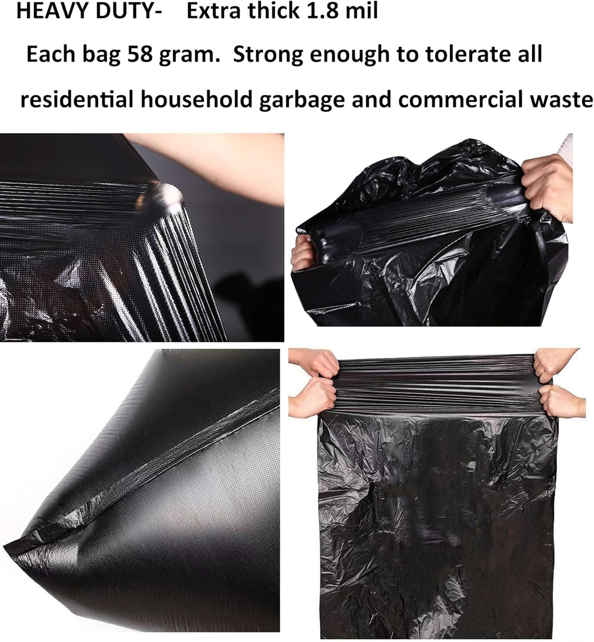 65 Gallon Trash Bags 1.8 Mil -50''x55'' Pack of 50 Thick Large Heavy Duty Multi-Use Garbage Bags
