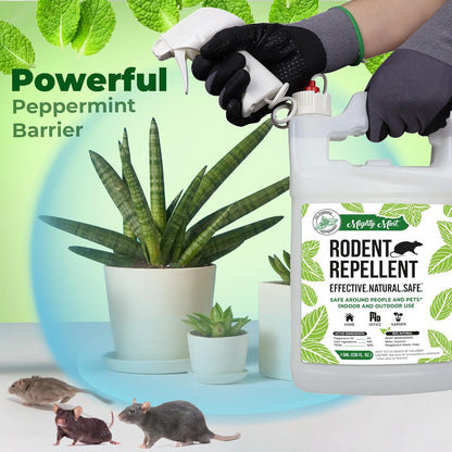 Mighty Mint Peppermint Oil Rodent Repellent Spray with Microfiber Cloth – Natural Indoor & Outdoor