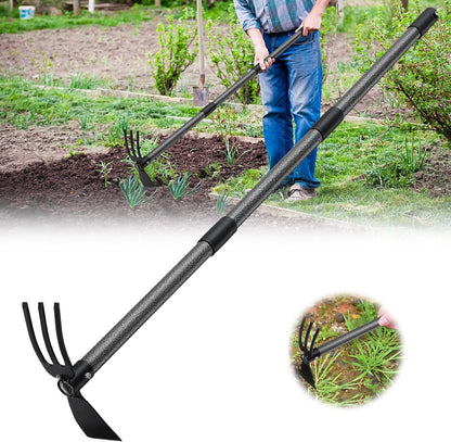 Hoe and Cultivator - 45” Long Handle - Heavy Duty Garden Hoe Tiller, Standing Hoe Garden Tools