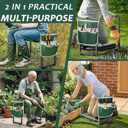 FLINTER 10.2" Wider Garden Kneeler and Seat, Upgraded Heavy Duty Thick Gardening Bench for Kneeling