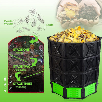 SQUEEZE master XXL Large Compost Bin Outdoor- 720L /190 Gallon-Easy Assembly-No Screws-Sturdy&