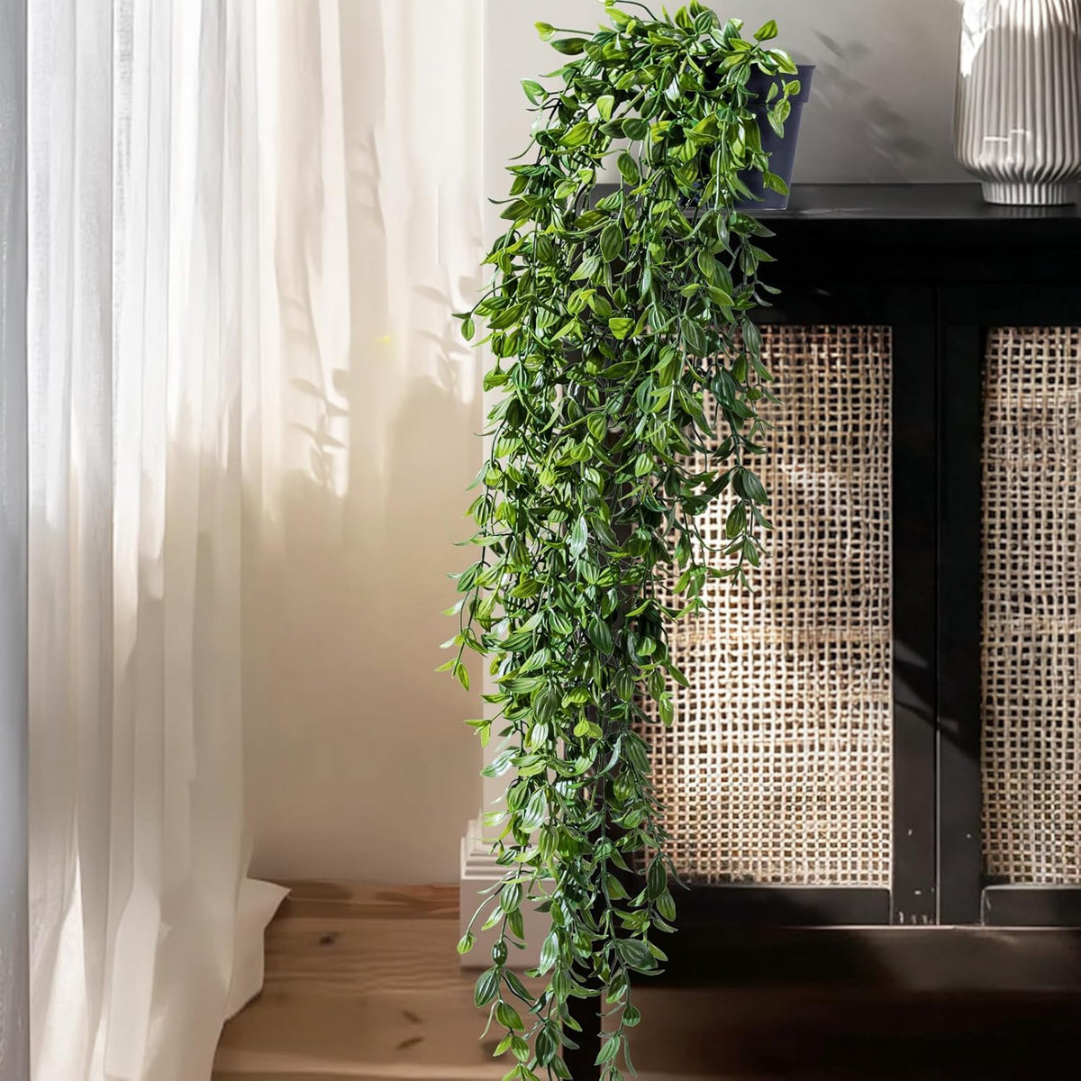 Artificial Hanging Plant 2 Pcs Faux Plant Ivy Vine Faux Eucalyptus Vines Fake Potted Greenery for