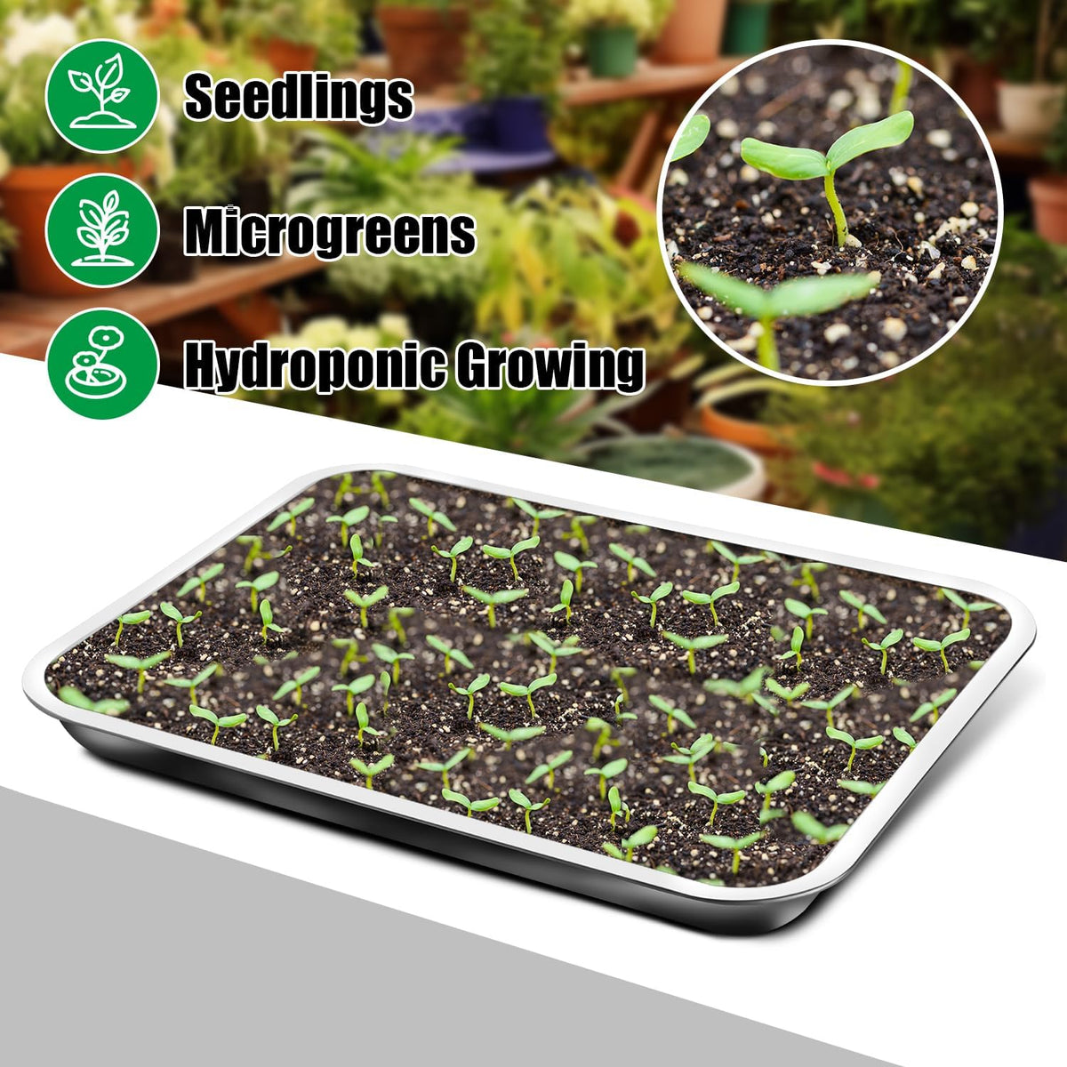 Stainless Metal Trays, Stainless Steel Seed Starter Carry Tray Fit 54 Cell Plug Tray, Nursery