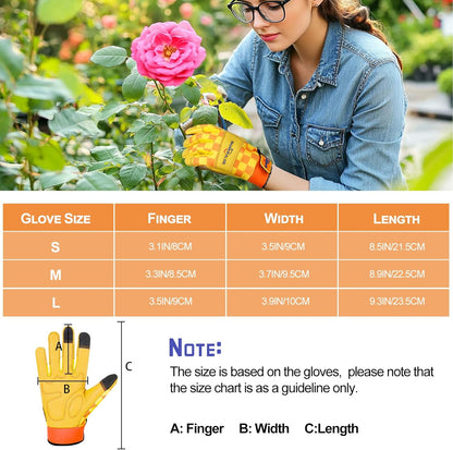 Leather-Gardening-Gloves for Women,Thorn-Proof Work-Gloves for Weeding,Digging,Planting,Pruning
