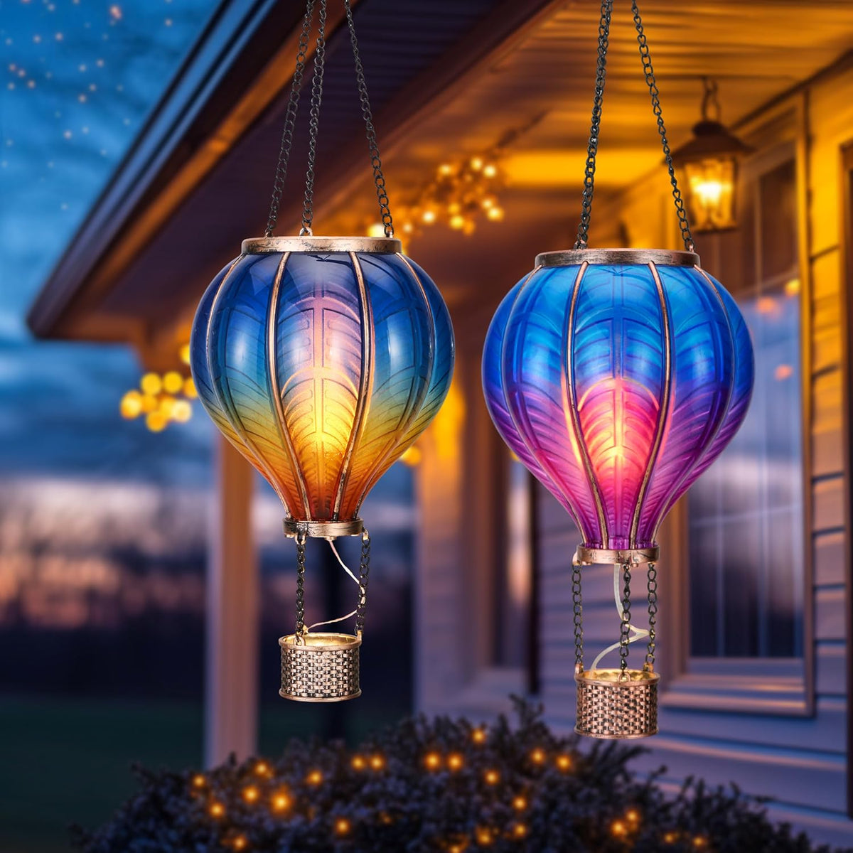 TERESA'S COLLECTIONS 2 Pack Hanging Solar Lantern Outdoor Garden Decor for Valentine,Waterproof